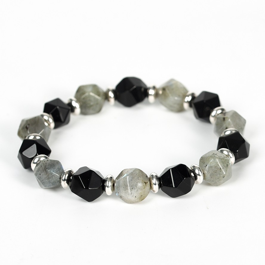 Faceted Bead Crystal Natural Stone Bracelet